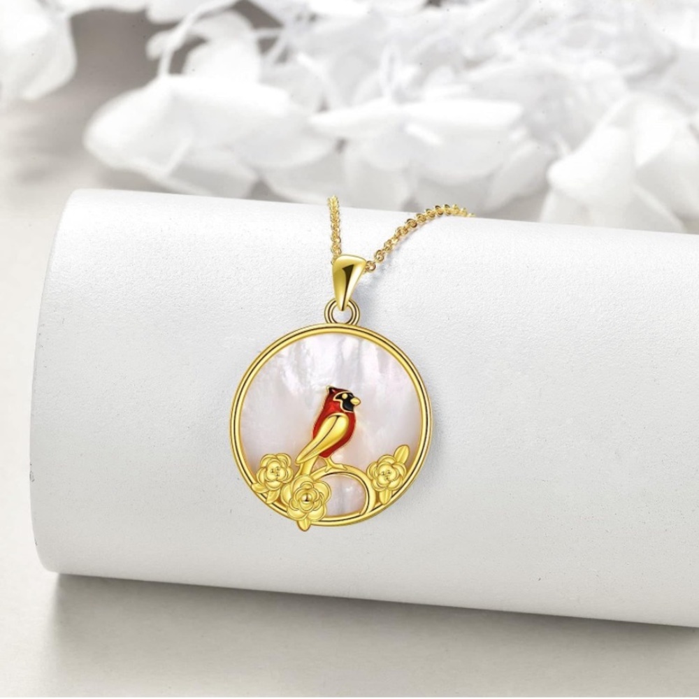 18k 925 Angel Cardinal Diamond Necklace - Picture 4 of 7